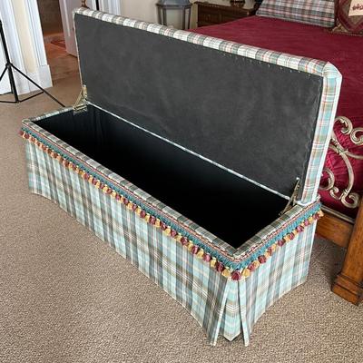 618 WLC Furniture Custom Upholstered Skirted Storage Bench