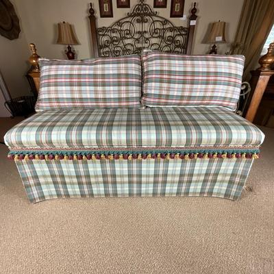 618 WLC Furniture Custom Upholstered Skirted Storage Bench