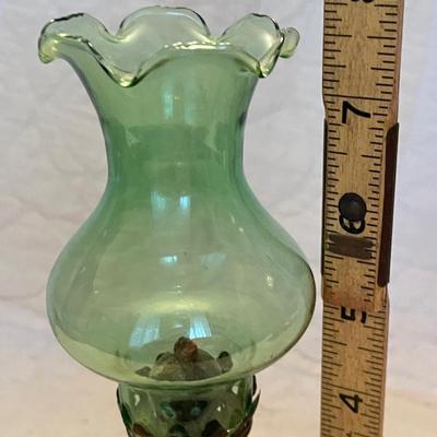 Decorative green glass oil lamp