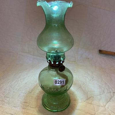 Decorative green glass oil lamp