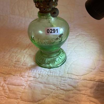 Decorative green glass oil lamp