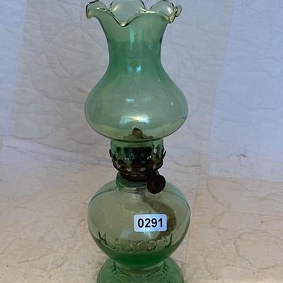 Decorative green glass oil lamp