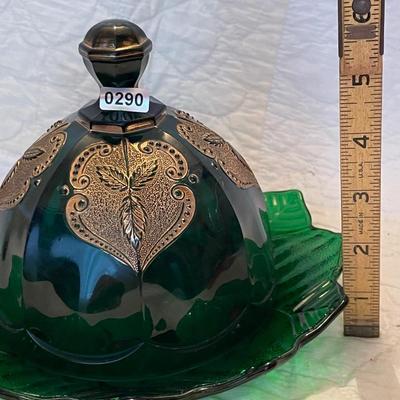 Northwood regent emerald butter dish with lid