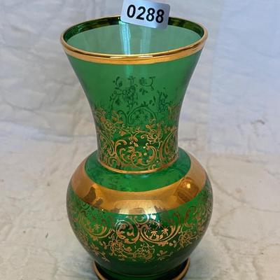 Green with gold small vase