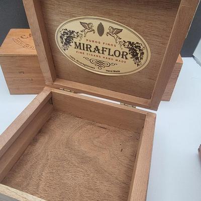 Five Wood Cigar Boxes (Empty)