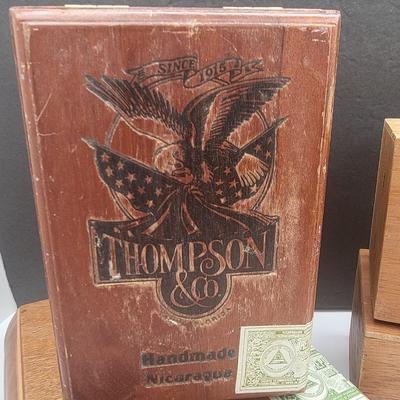 Five Wood Cigar Boxes (Empty)