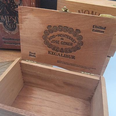 Five Wood Cigar Boxes (Empty)