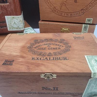 Five Wood Cigar Boxes (Empty)