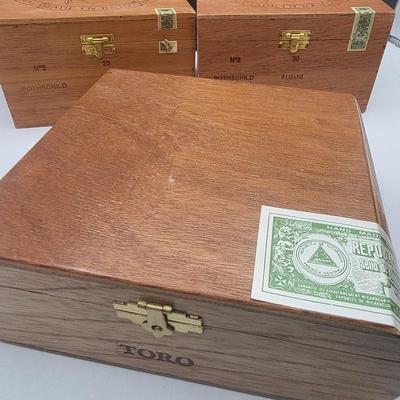 Five Wood Cigar Boxes (Empty)