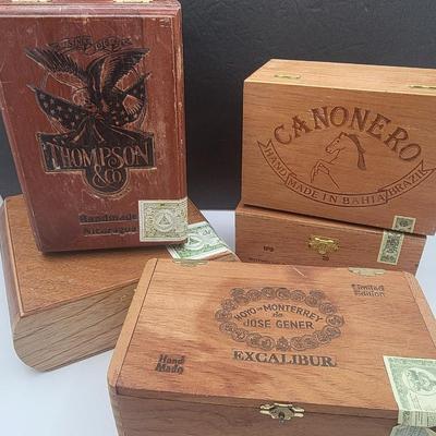 Five Wood Cigar Boxes (Empty)