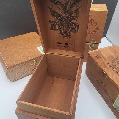 Five Wood Cigar Boxes (Empty)