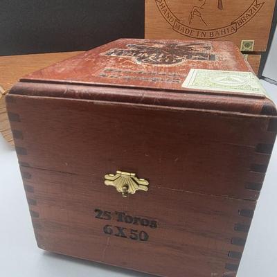 Five Wood Cigar Boxes (Empty)