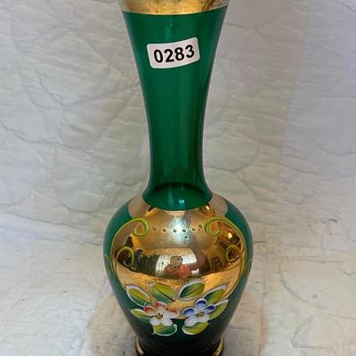 Emerald green art glass vase