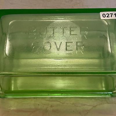Uranium glass butter dish