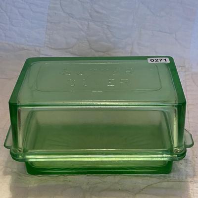 Uranium glass butter dish