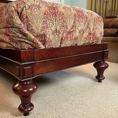 577 Pair of GRANGE Cherry and Rattan Twin Beds