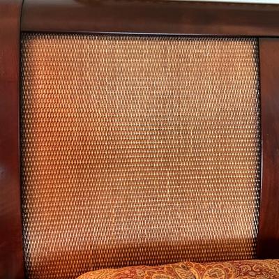 577 Pair of GRANGE Cherry and Rattan Twin Beds