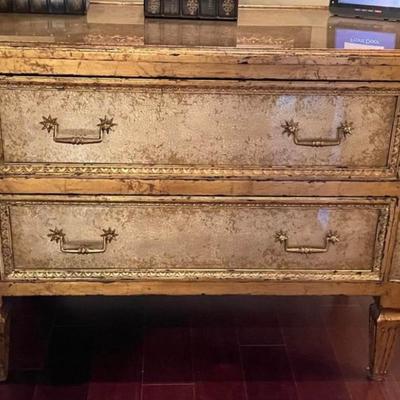 Gorgeous Theodore Alexander Art Deco Eglomisé Gilt Chest of Drawers