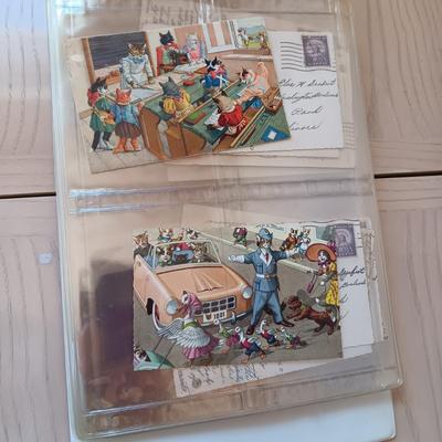 SCRAPBOOK COLLECTION OF CAT POSTCARDS FROM 1956-1960