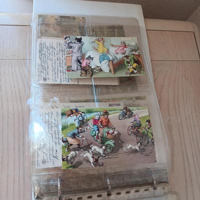 SCRAPBOOK COLLECTION OF CAT POSTCARDS FROM 1956-1960