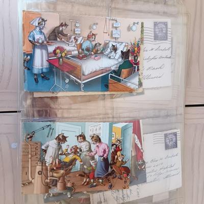 SCRAPBOOK COLLECTION OF CAT POSTCARDS FROM 1956-1960
