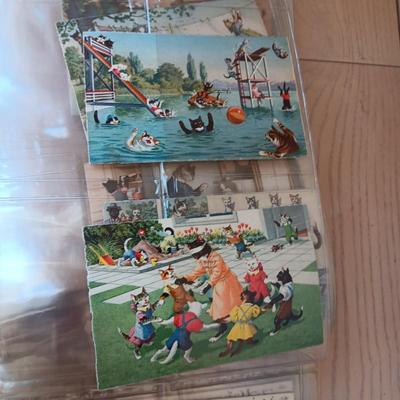 SCRAPBOOK COLLECTION OF CAT POSTCARDS FROM 1956-1960