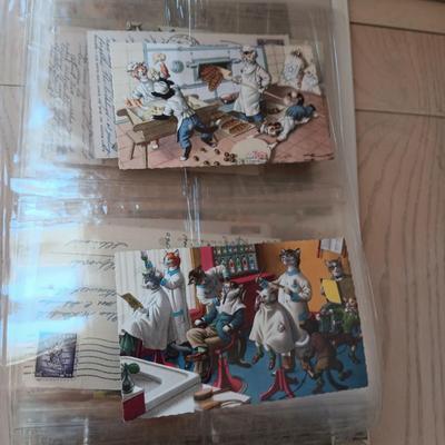 SCRAPBOOK COLLECTION OF CAT POSTCARDS FROM 1956-1960