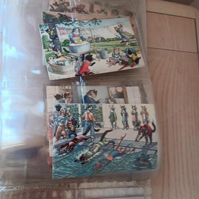 SCRAPBOOK COLLECTION OF CAT POSTCARDS FROM 1956-1960