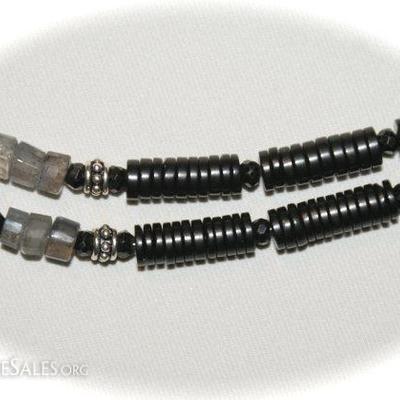 Labradorite and Jet Double Strand Heishi Necklace