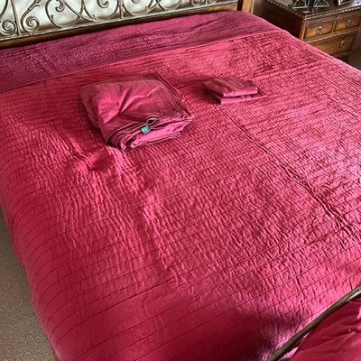 625 Pottery Barn Burgundy Coverlet (King) w/ King Ralph Lauren Sheet Set
