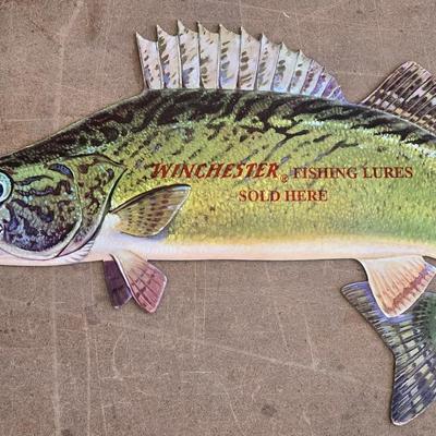 Vintage Winchester Fishing Lures Cardboard Advertising Deco