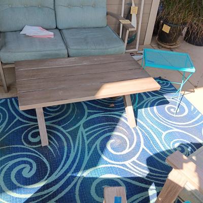 3 PATIO TABLES - METAL COFFEE TABLE AND 2 SIDE TABLES