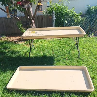 TWO 5 FOOT FOLDING PLANTERS/PROJECT TABLES