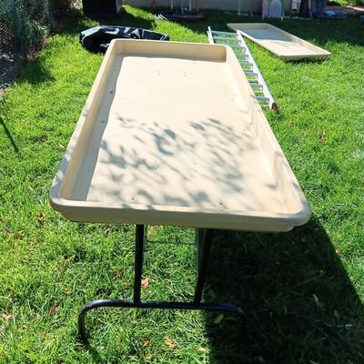 TWO 5 FOOT FOLDING PLANTERS/PROJECT TABLES