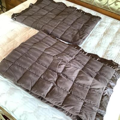 638 Pair of Frontgate Brown Goose Down Comforters (Quilted)