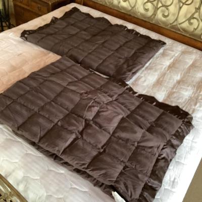 638 Pair of Frontgate Brown Goose Down Comforters (Quilted)