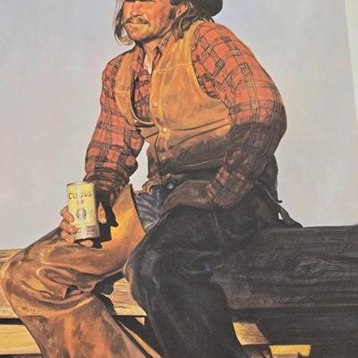 Cowboy on the Fence COORS Advertising Print by GORDON SNIDOW
