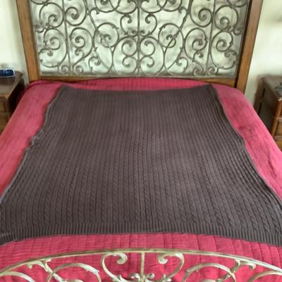 645 Ralph Lauren Brown Cable Knit Throw Blanket