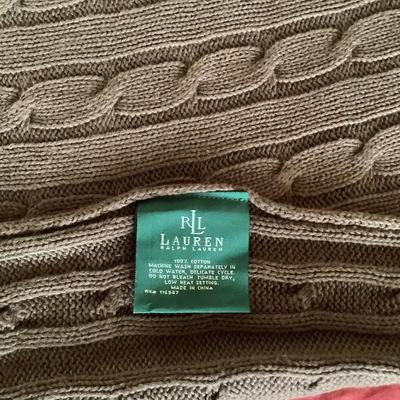 646 Ralph Lauren Brown Cable Knit Throw Blanket