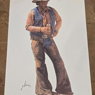 Standing Cowboy COORS Print by Gordon Snidow