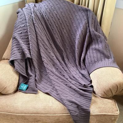 647 Ralph Lauren Brown Cable Knit Throw Blanket