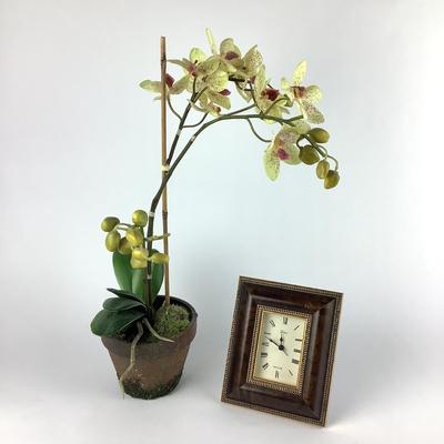656 Galessi Italian Clock w/ Faux Decorative Orchid