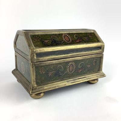 657 Decorative Painted Box w/ Gold Candle Stand