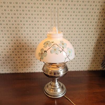 Hand Painted Dogwood Blossom Hurricane Lamp (3GB2-CE)