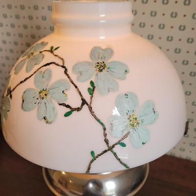 Hand Painted Dogwood Blossom Hurricane Lamp (3GB2-CE)