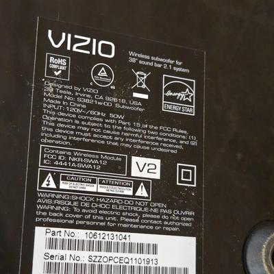 Vizio Sound Bar, Subwoofer, and Remote
