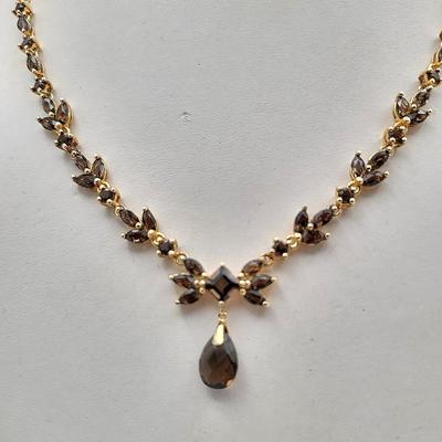 Gold Overlay 925 Smoky Topaz Necklace 14.3gr