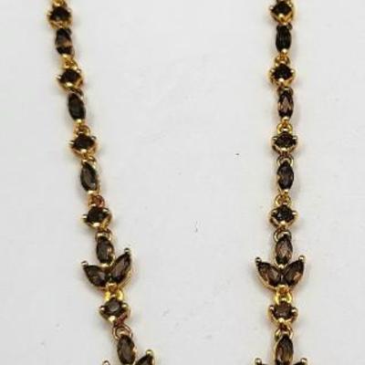 Gold Overlay 925 Smoky Topaz Necklace 14.3gr