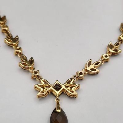 Gold Overlay 925 Smoky Topaz Necklace 14.3gr