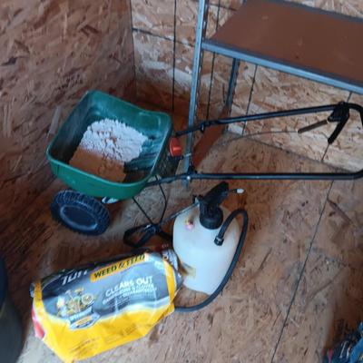 WALK BEHIND SPREADER, WEED SPRAYER AND FERTILIZER